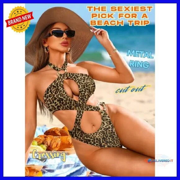 Sexy Halter Monokini Swimsuit with Removable Pads, Thong Back